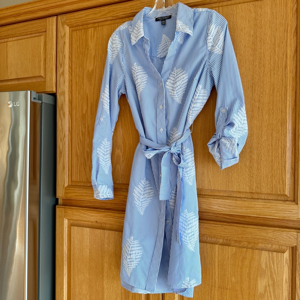 Linea Domani Striped Button down Shirt Dress Size M